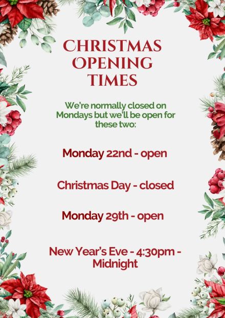 Xmas 2025 Opening Times
