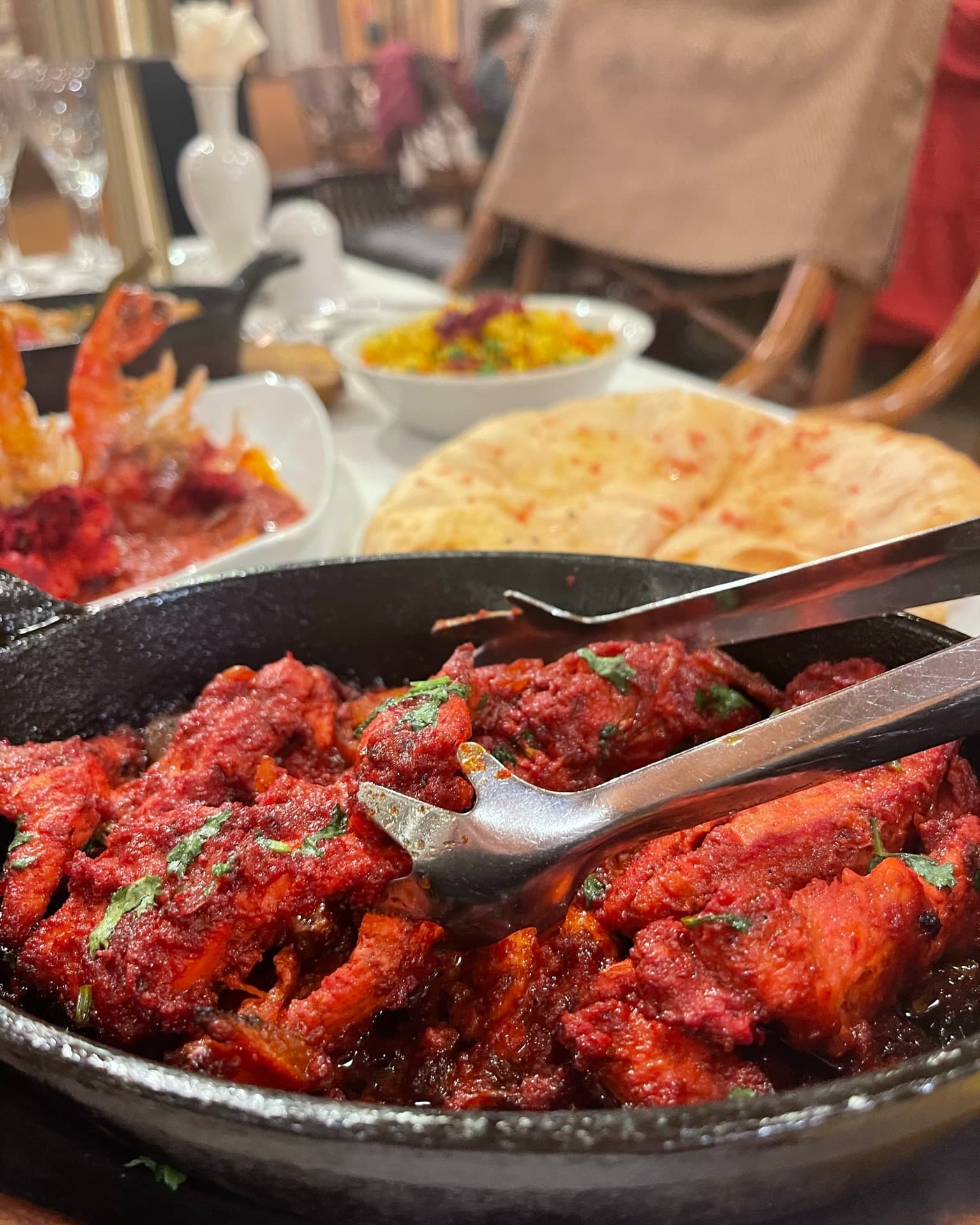 Tandoori chicken with chapati and pilau rice